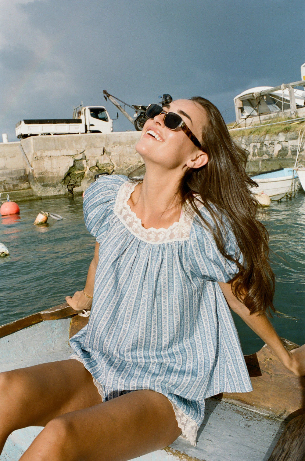 Ocean Blue Floral Stripe