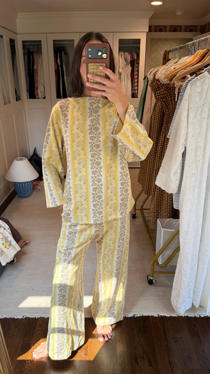 Golden Floral Stripe