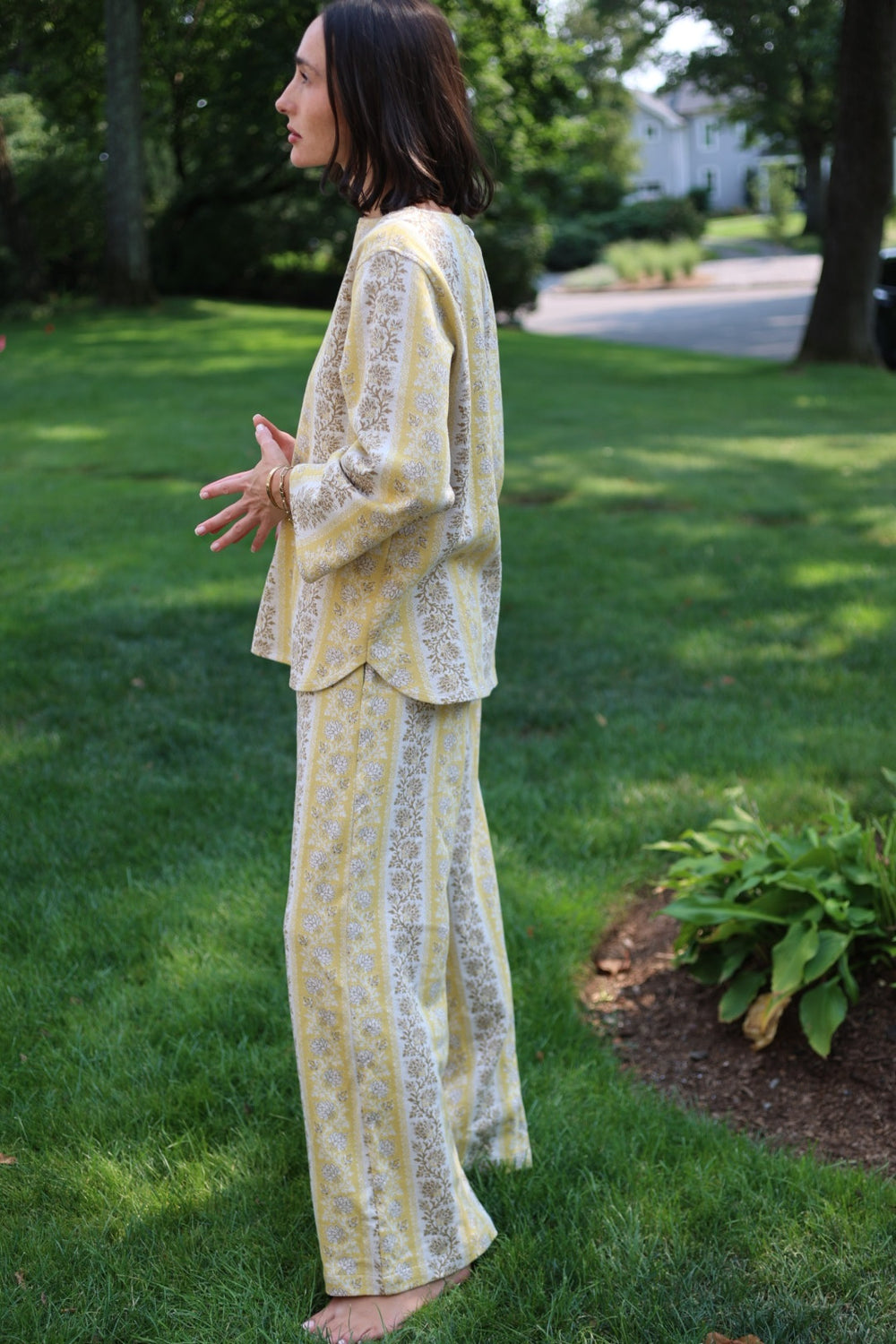 Golden Floral Stripe