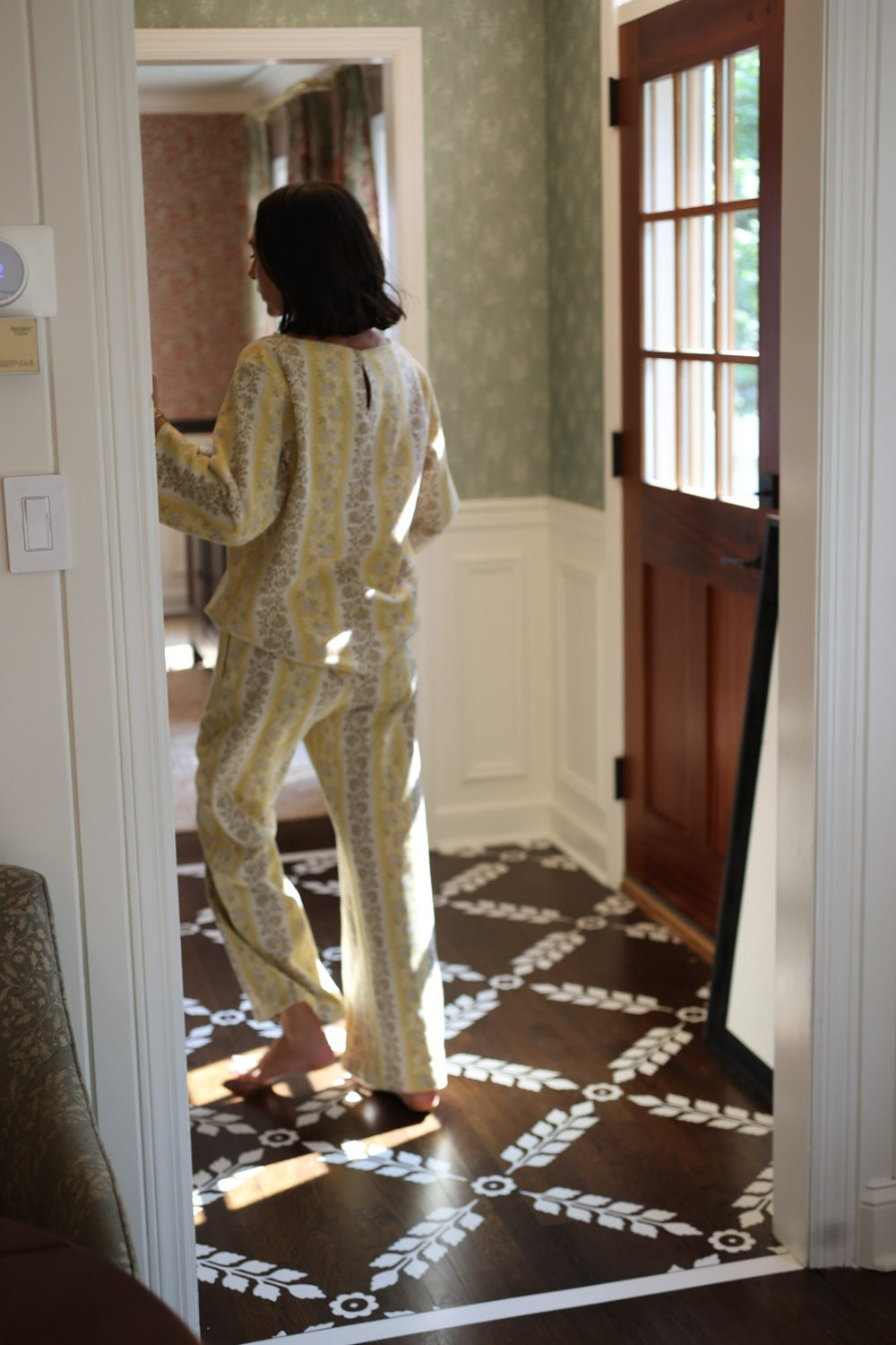 Golden Floral Stripe