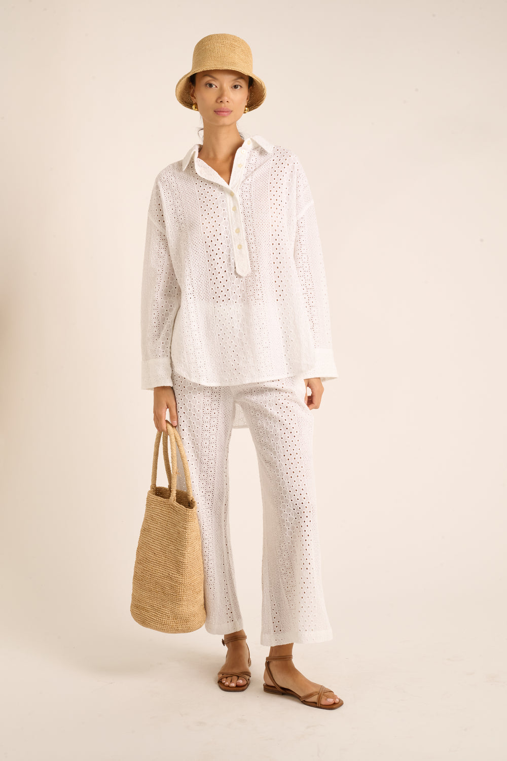 White Striped Eyelet