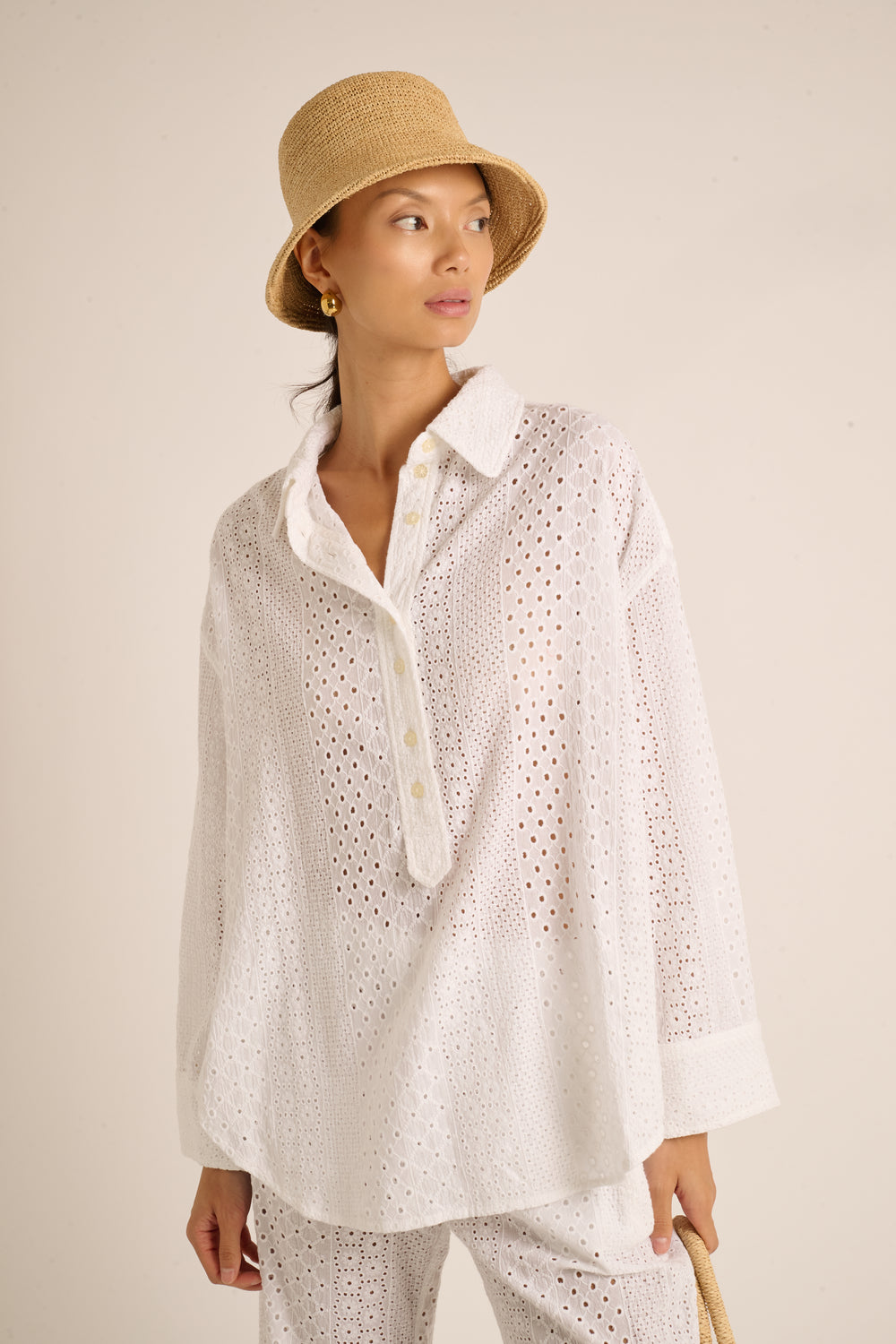 White Striped Eyelet