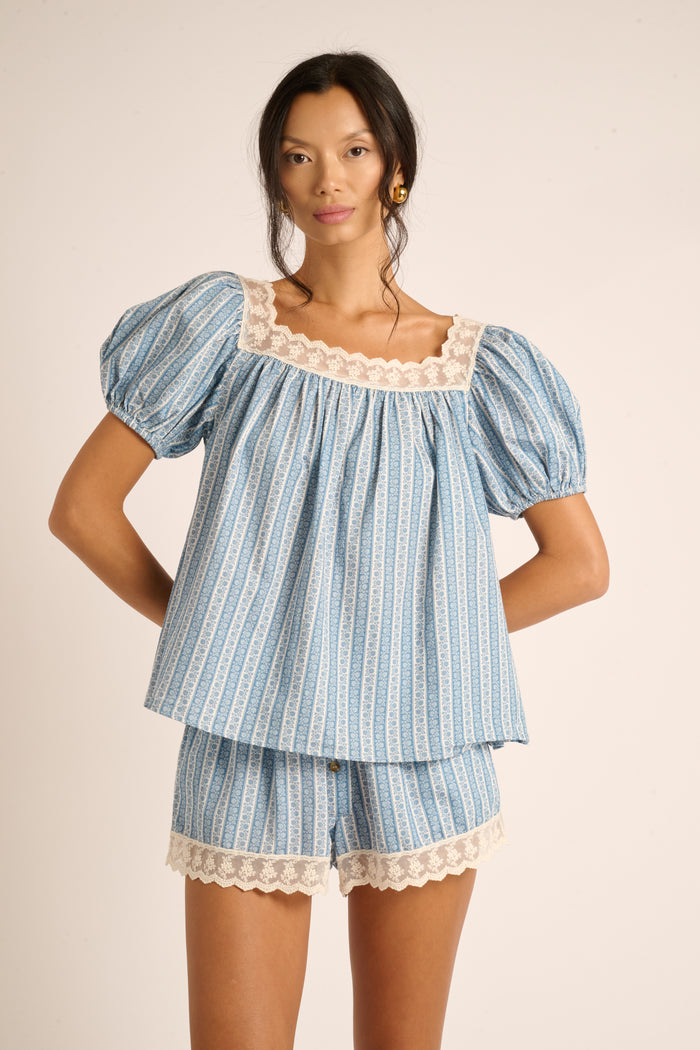 Ocean Blue Floral Stripe