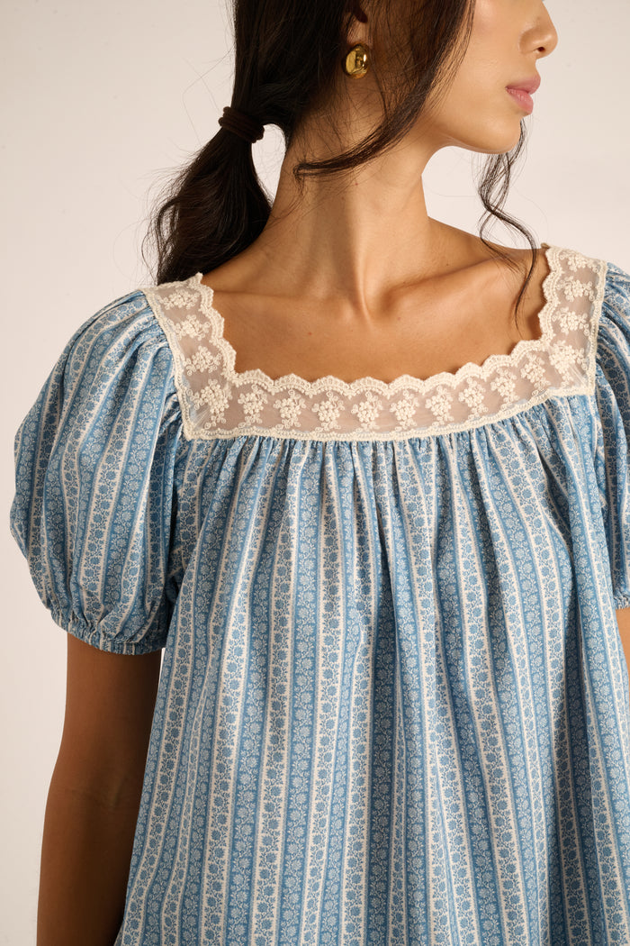 Ocean Blue Floral Stripe