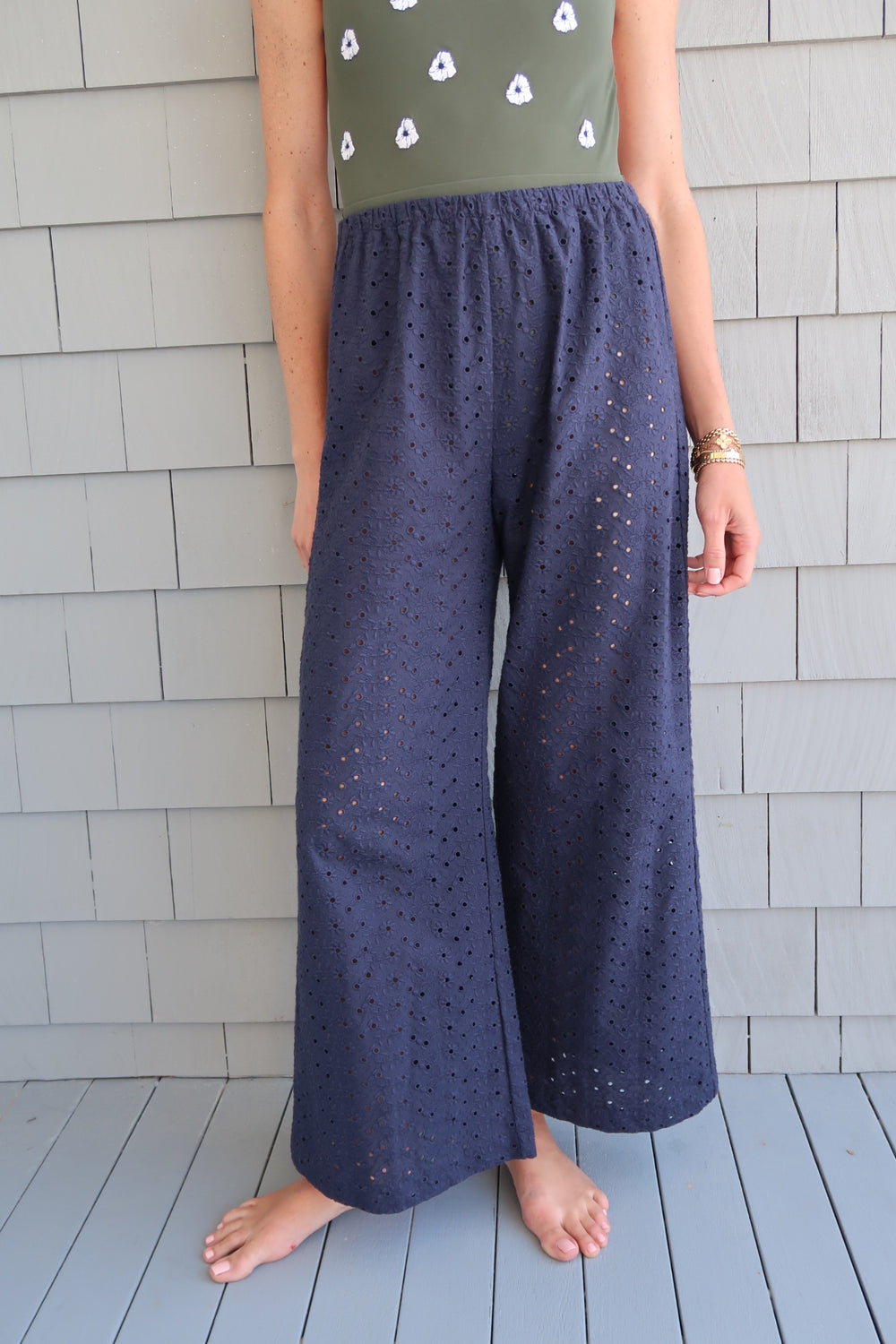 Navy Daisy Eyelet