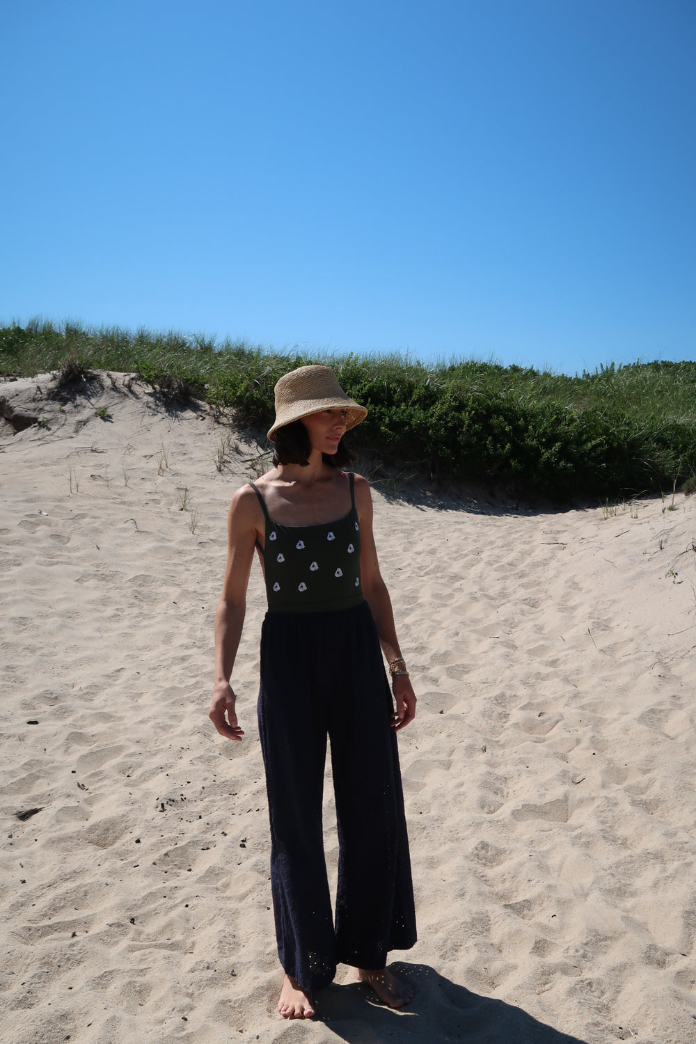 Navy Daisy Eyelet