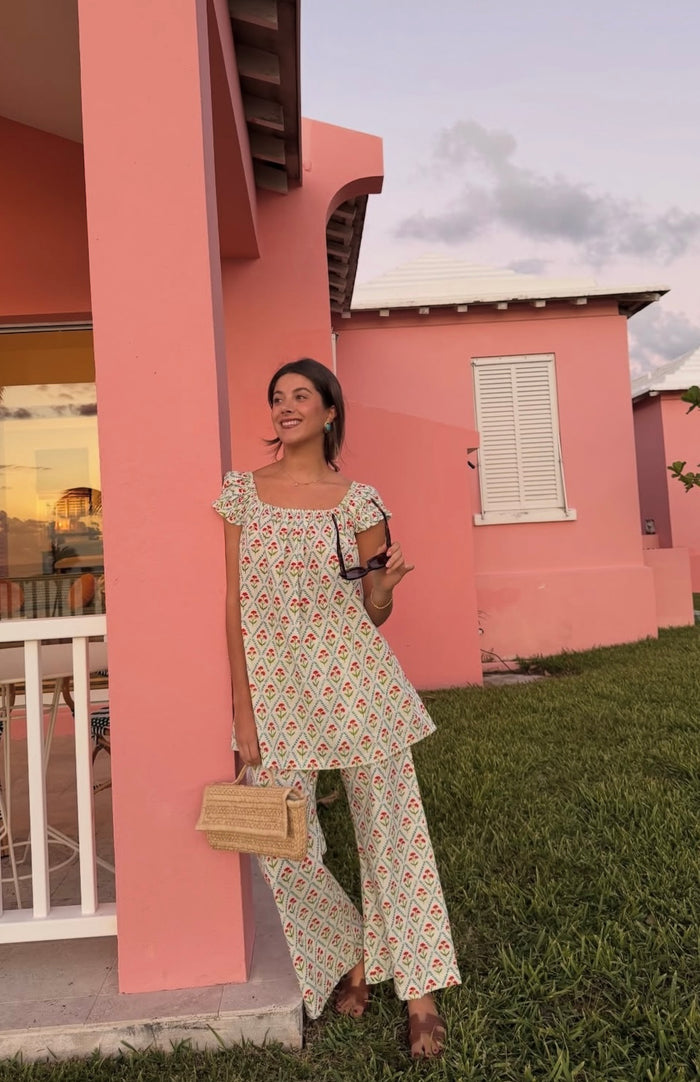 Ivory Sky Lattice Floral