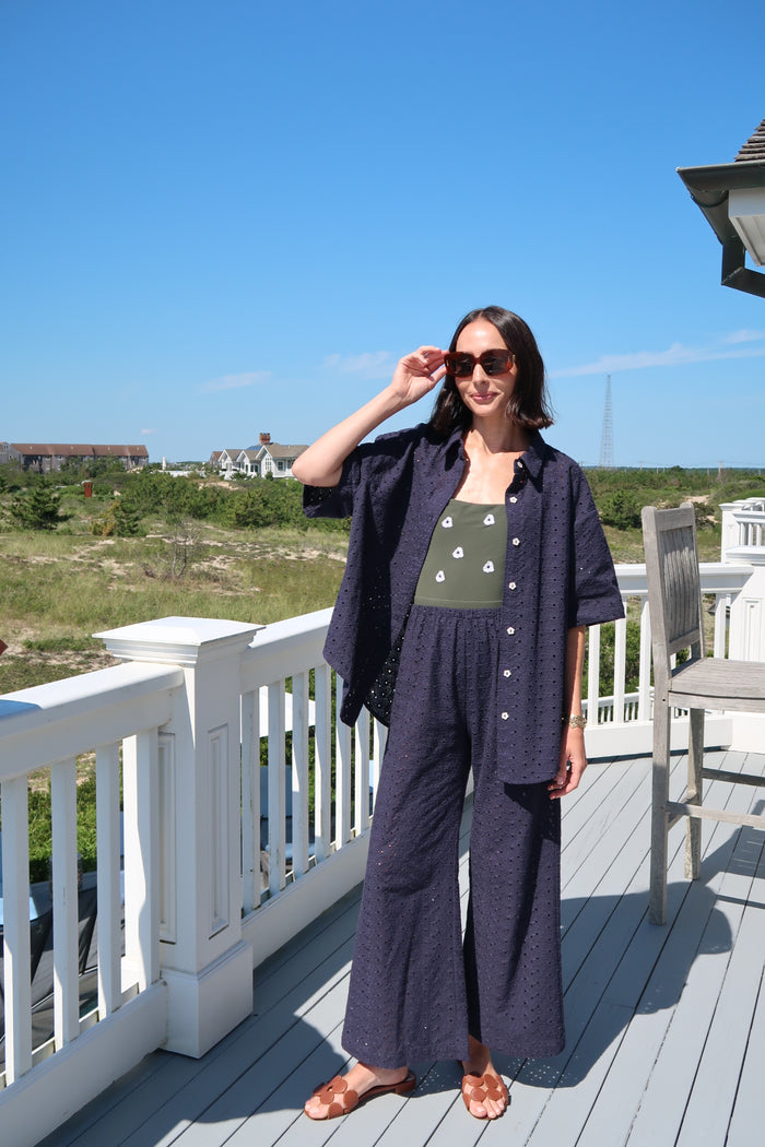 Navy Daisy Eyelet
