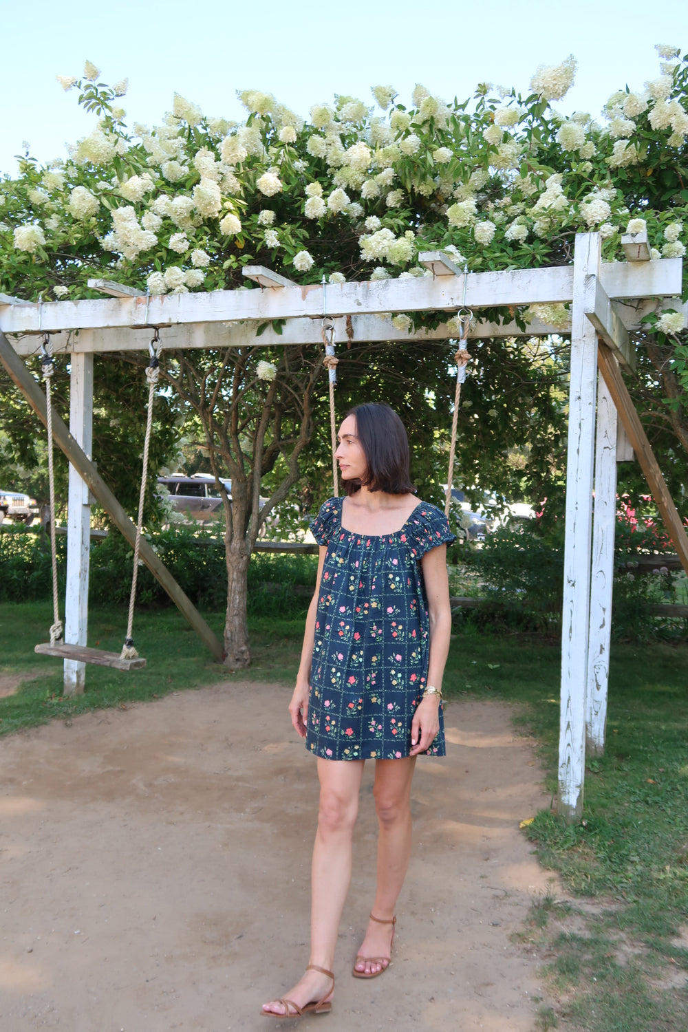 Navy Floral Grid