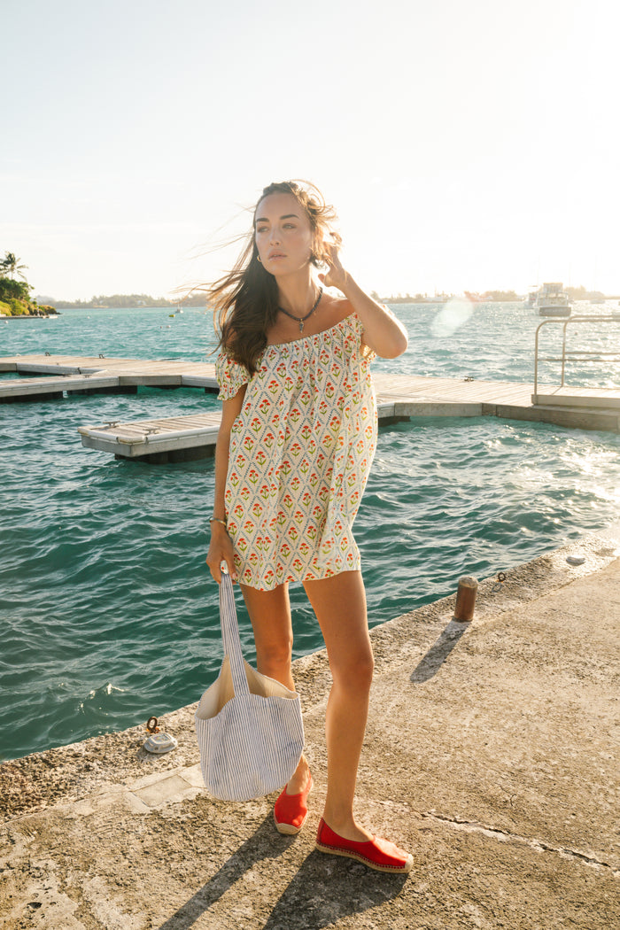 Ivory Sky Lattice Floral