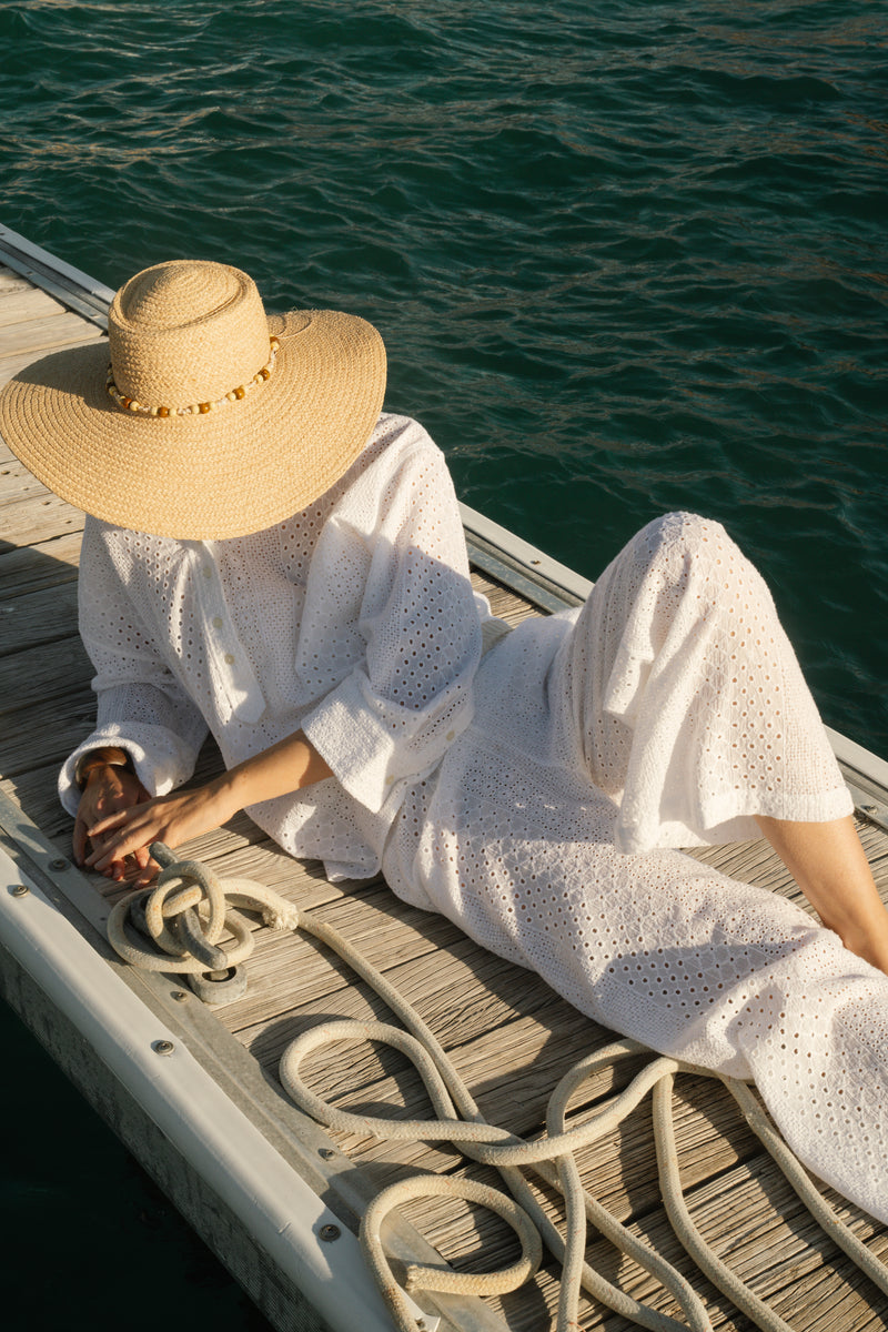 White Striped Eyelet