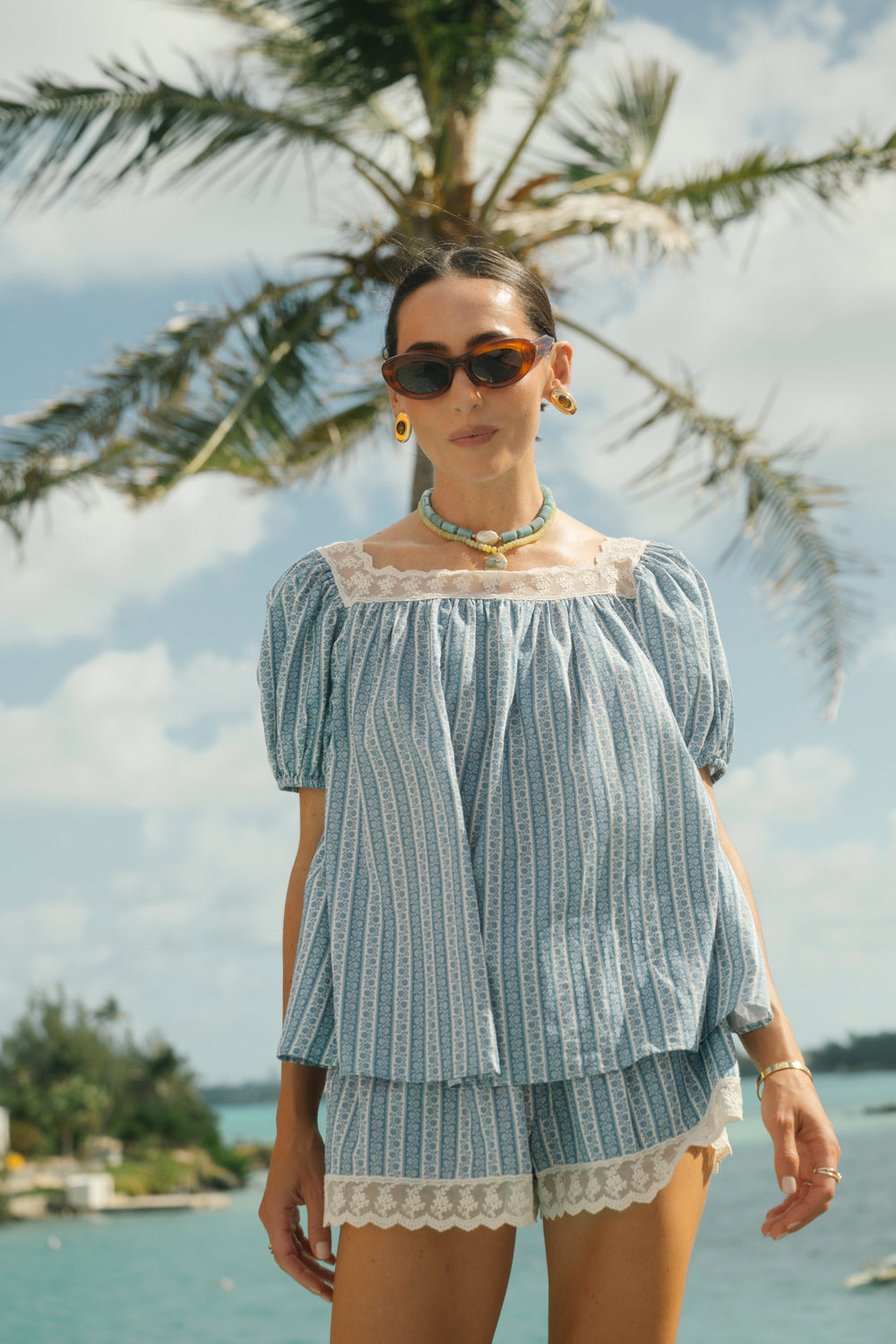 Ocean Blue Floral Stripe