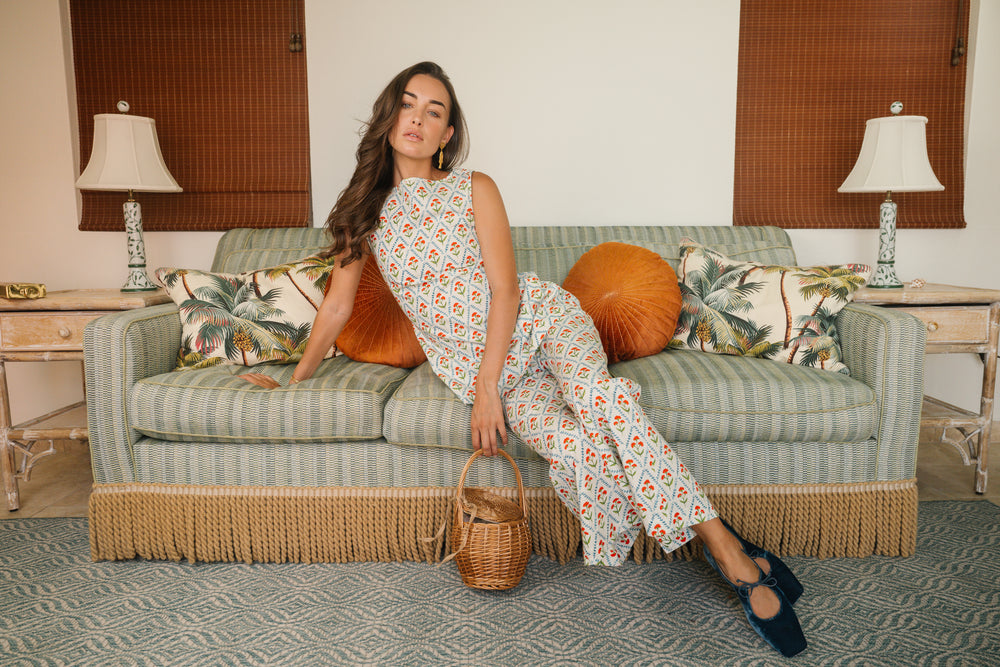 Ivory Sky Lattice Floral