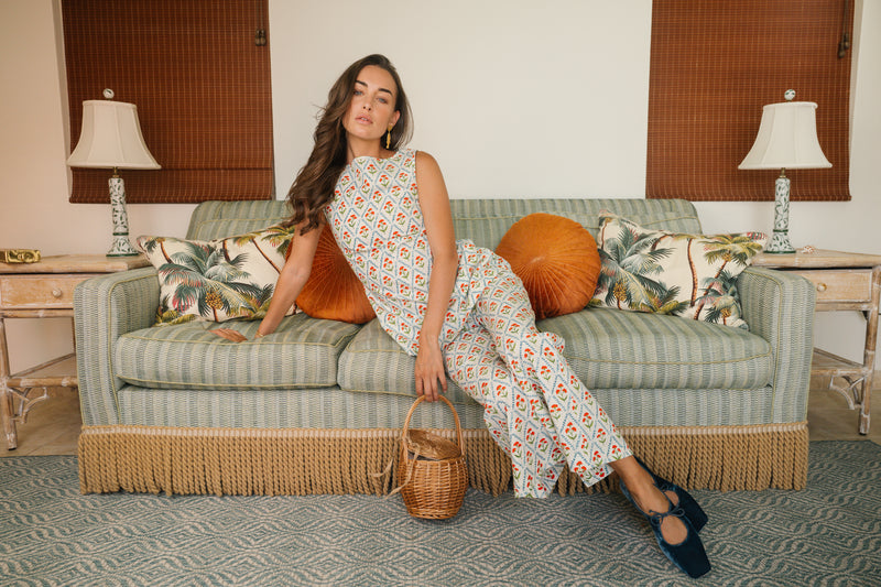 Ivory Sky Lattice Floral