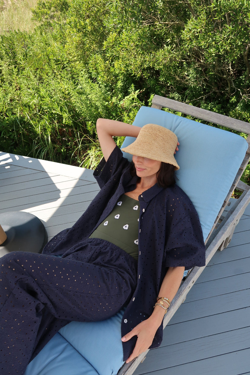 Navy Daisy Eyelet