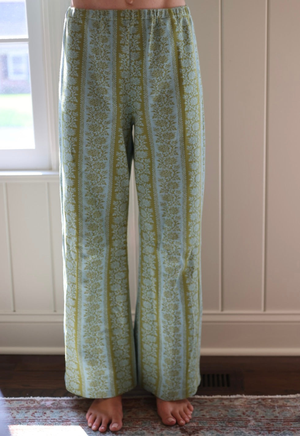 Aqua Floral Stripe