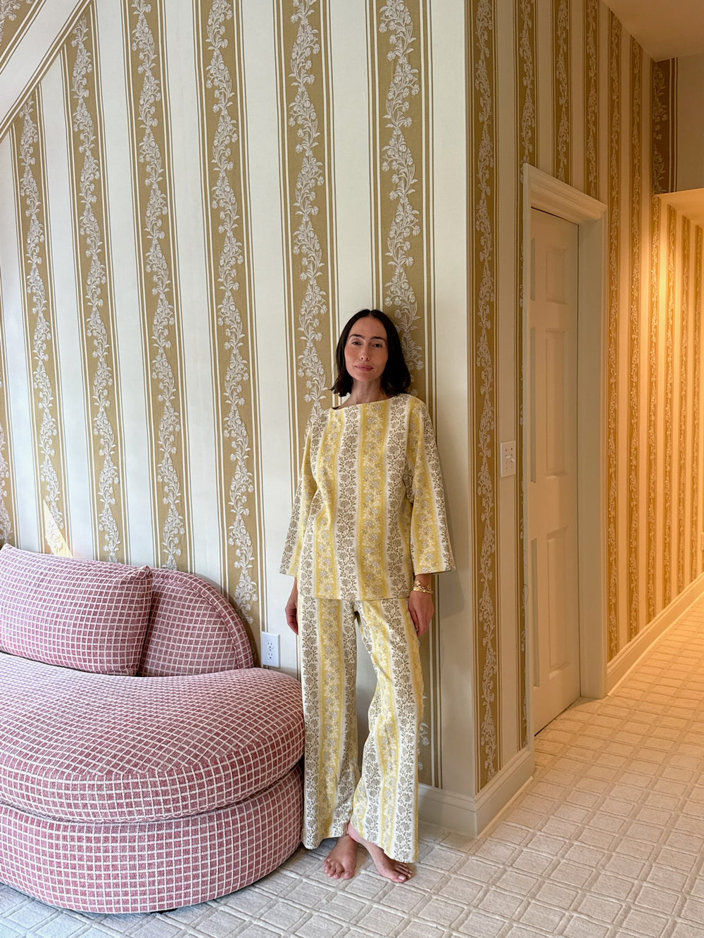 Golden Floral Stripe