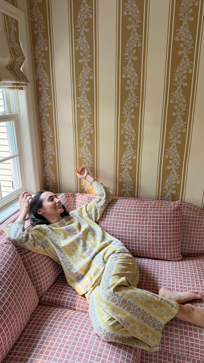 Golden Floral Stripe