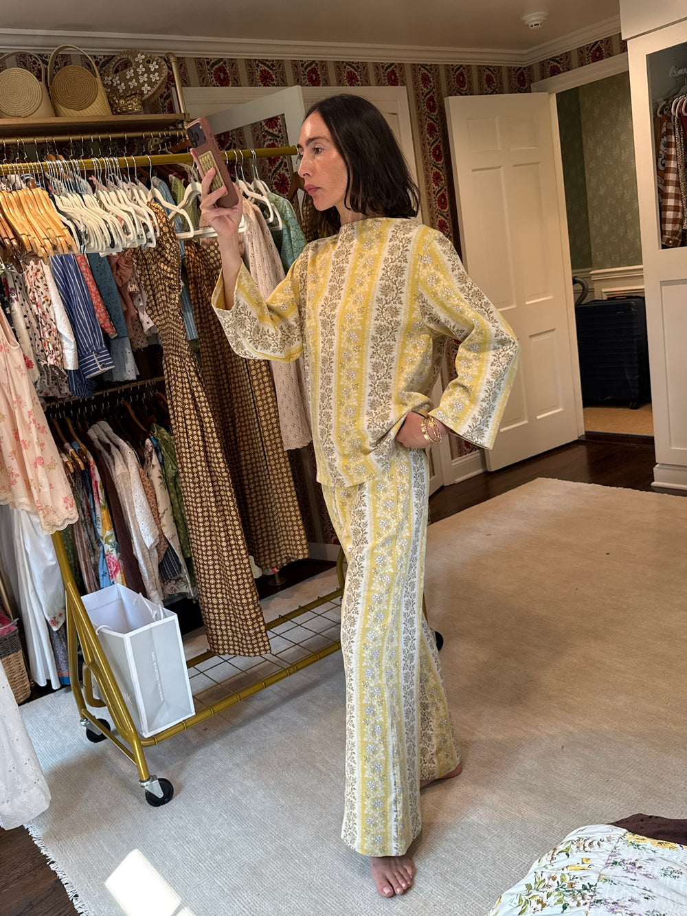 Golden Floral Stripe