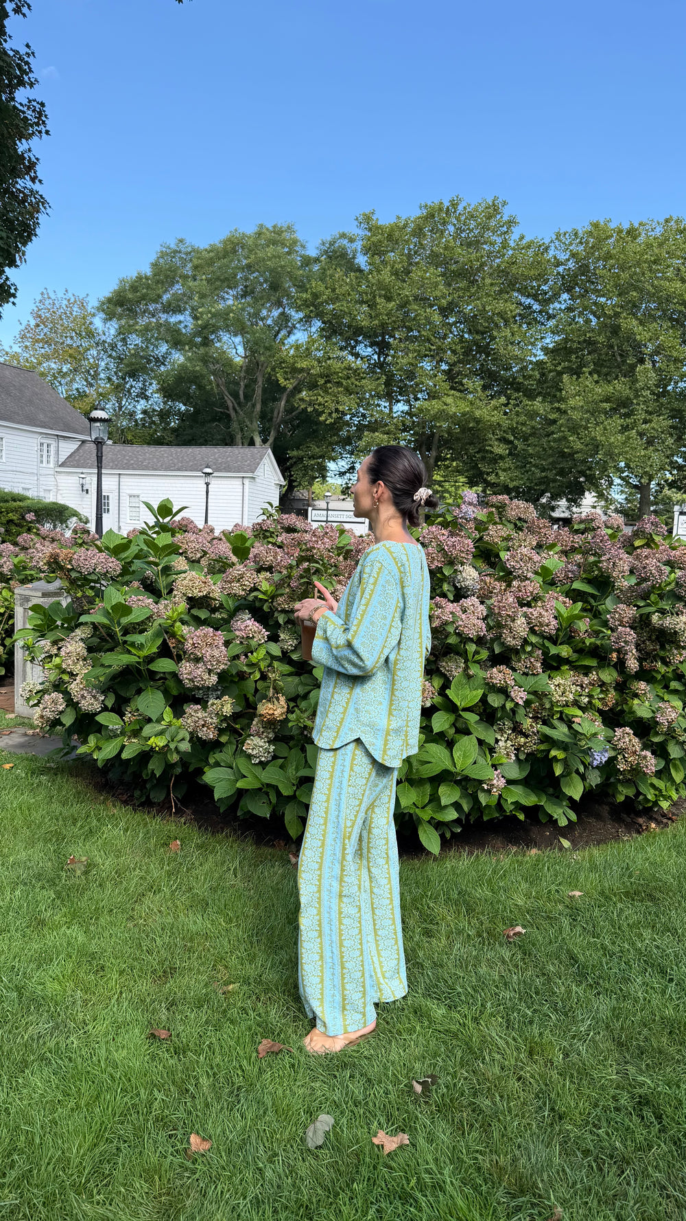 Aqua Floral Stripe