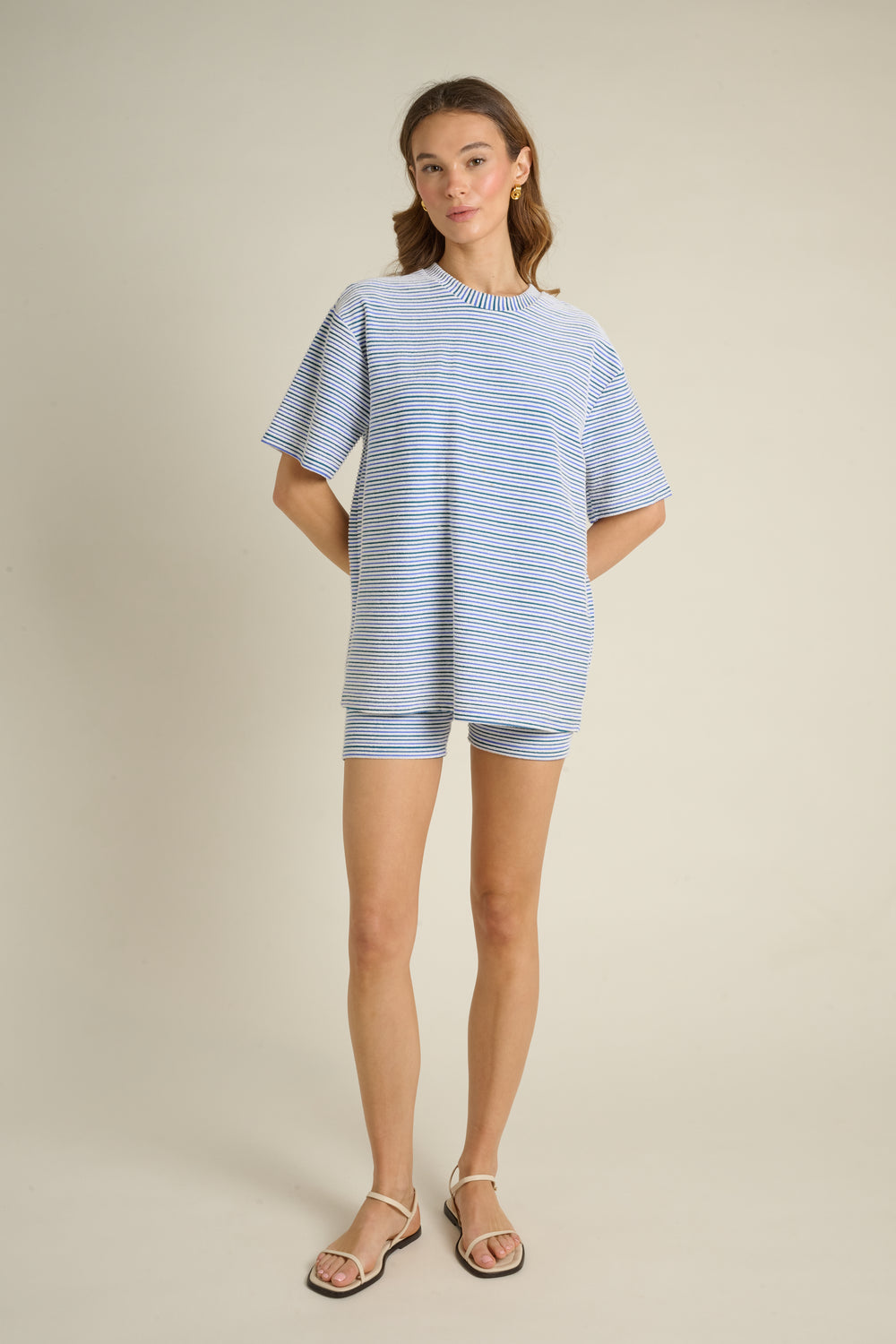 Aqua and Ivory Stripe