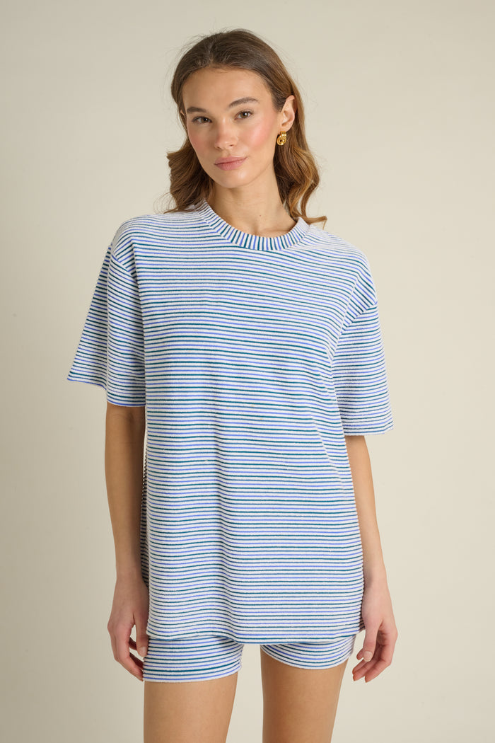 Aqua and Ivory Stripe