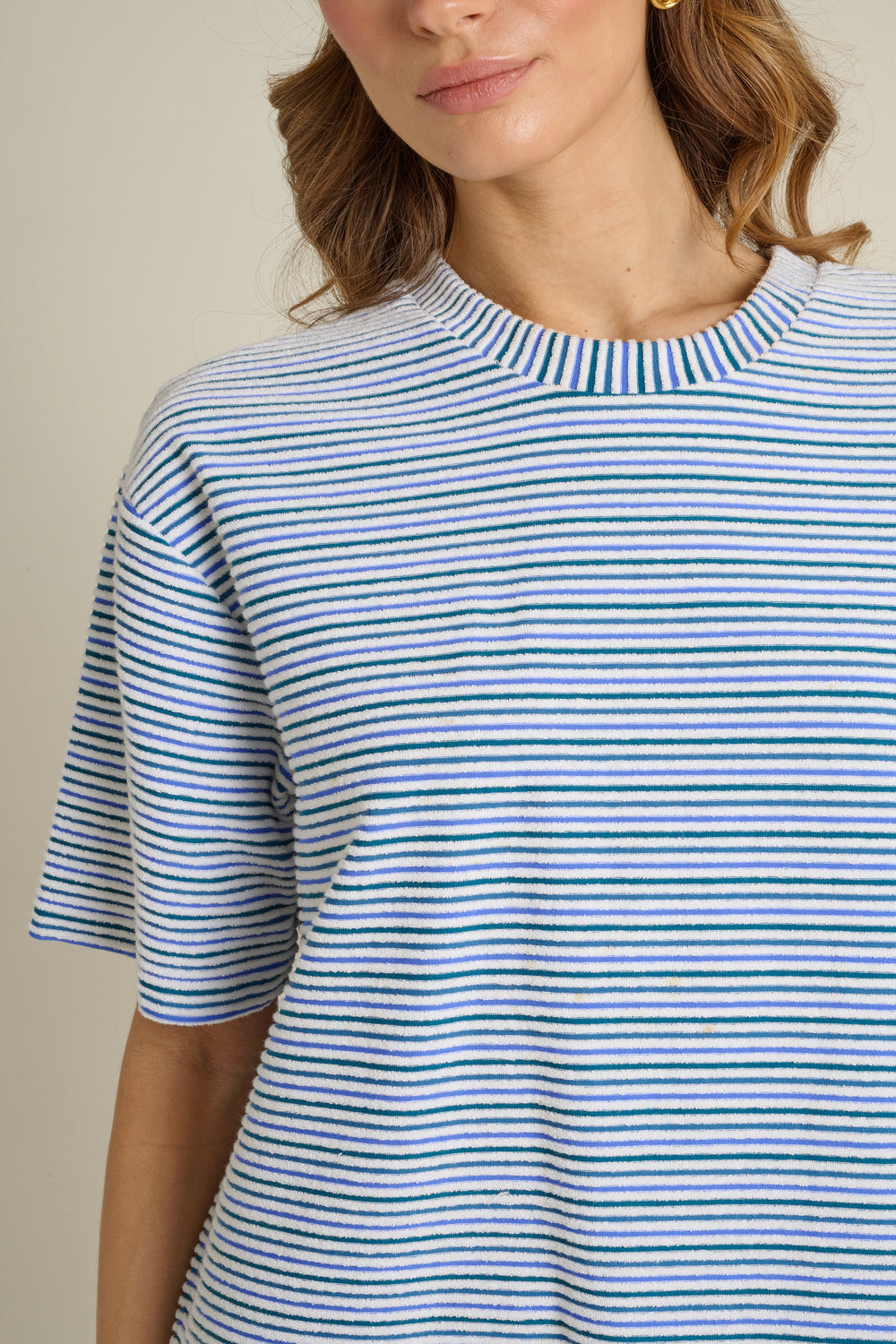 Aqua and Ivory Stripe