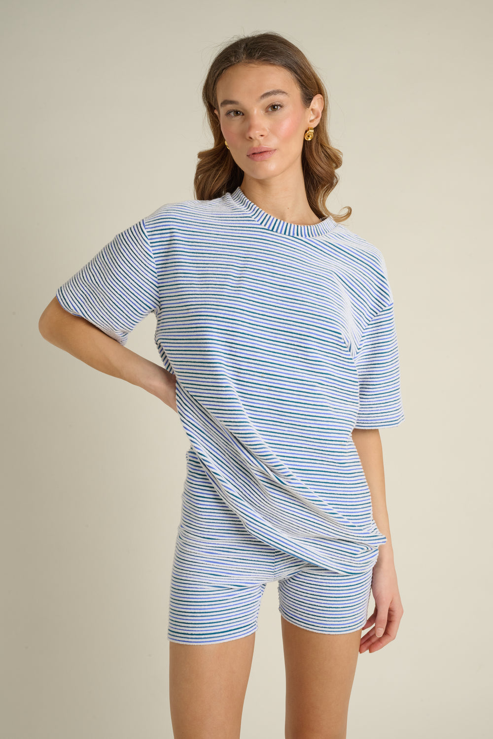 Aqua and Ivory Stripe
