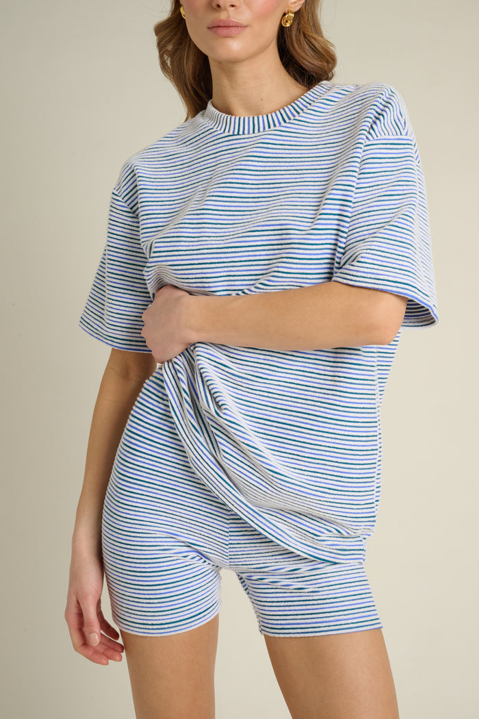 Aqua and Ivory Stripe