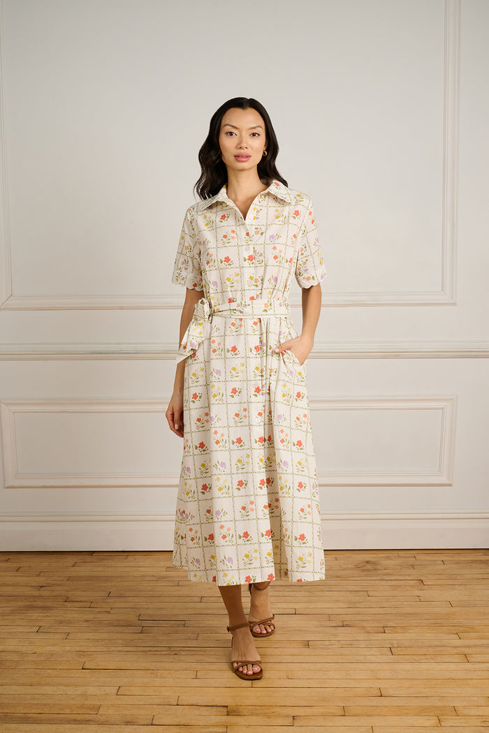 White Floral Grid