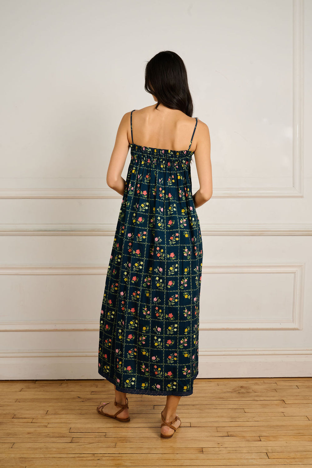 Navy Floral Grid
