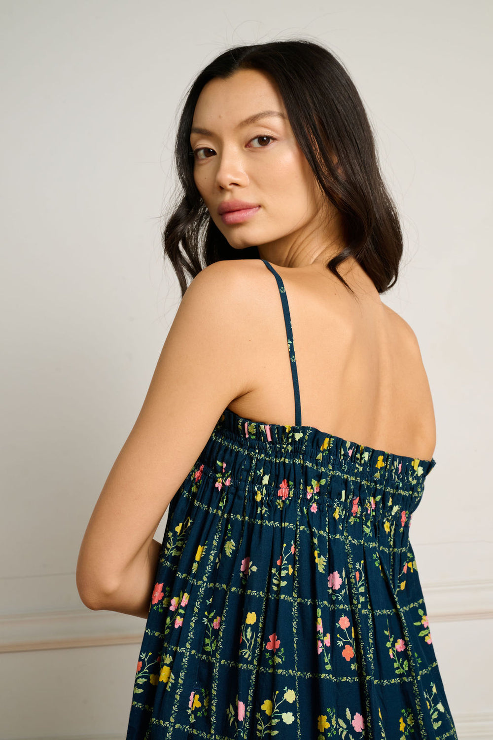 Navy Floral Grid