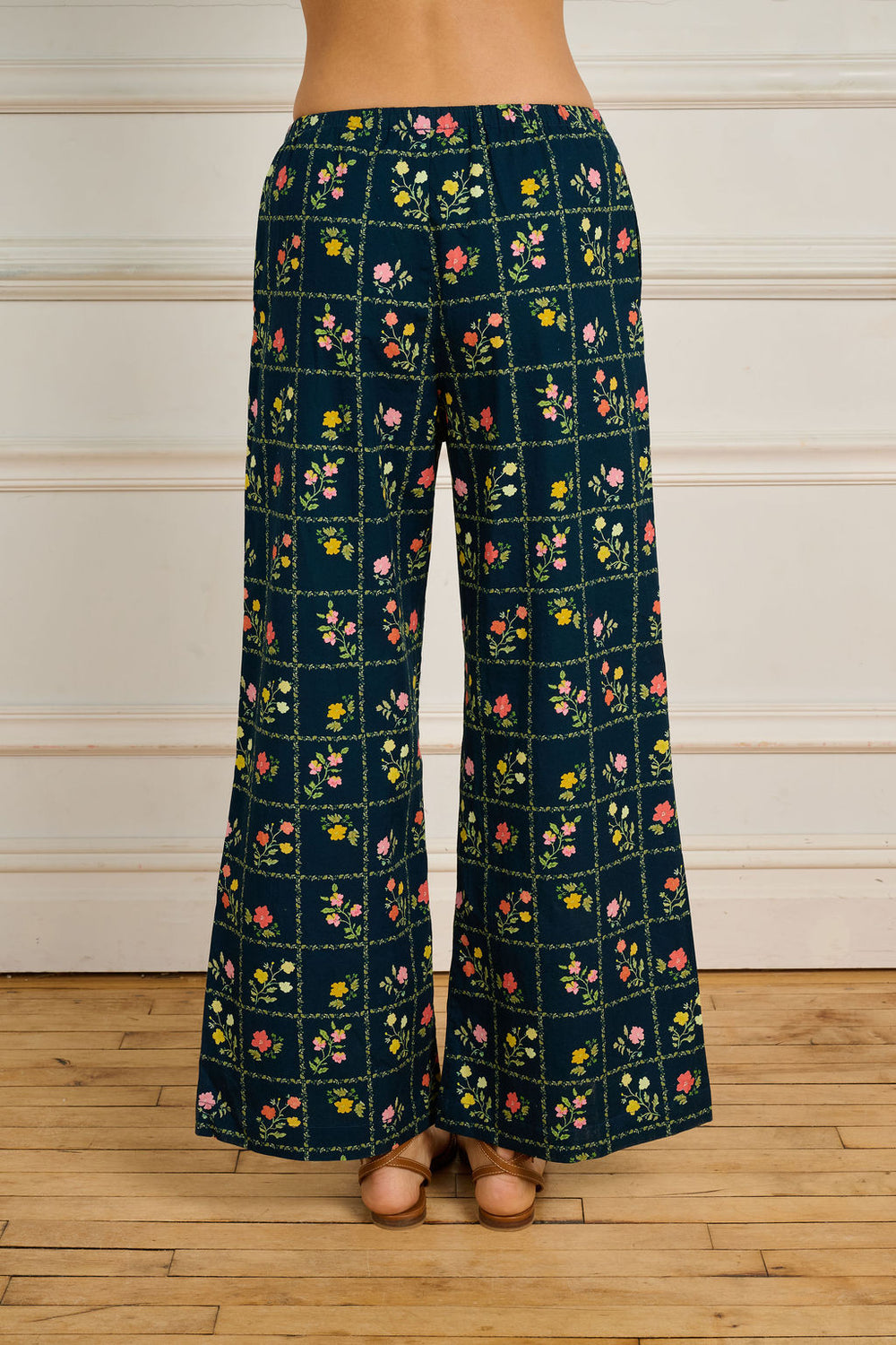 Navy Floral Grid